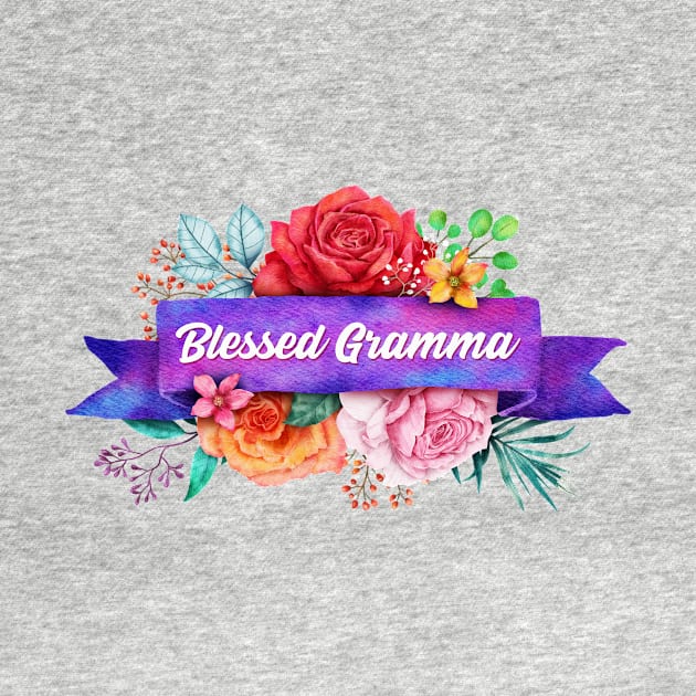 Blessed Gramma Floral Design with Watercolor Roses by g14u